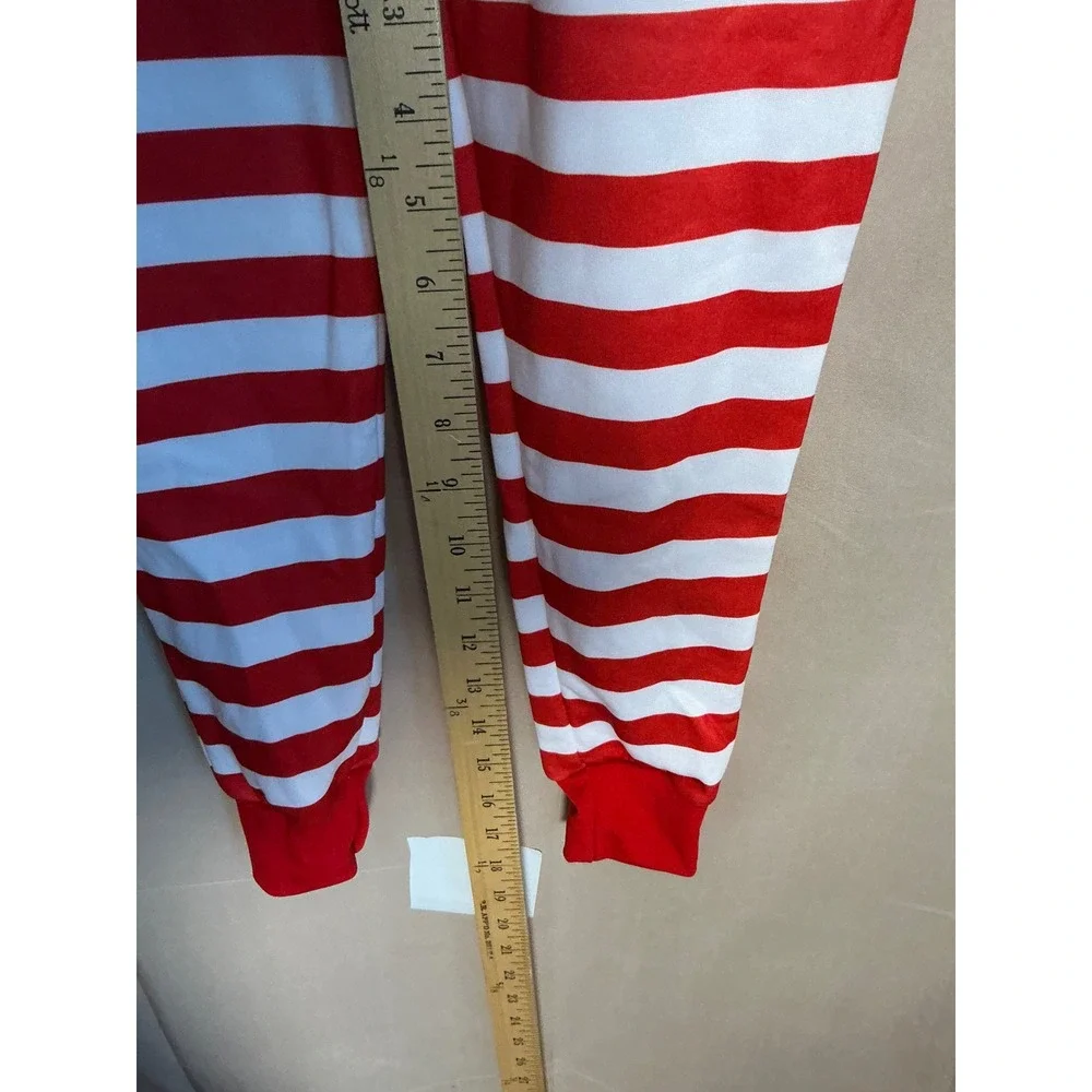 Unbranded Christmas Hooded Union Suit Kids Size 2-4 Red White Excellent Striped